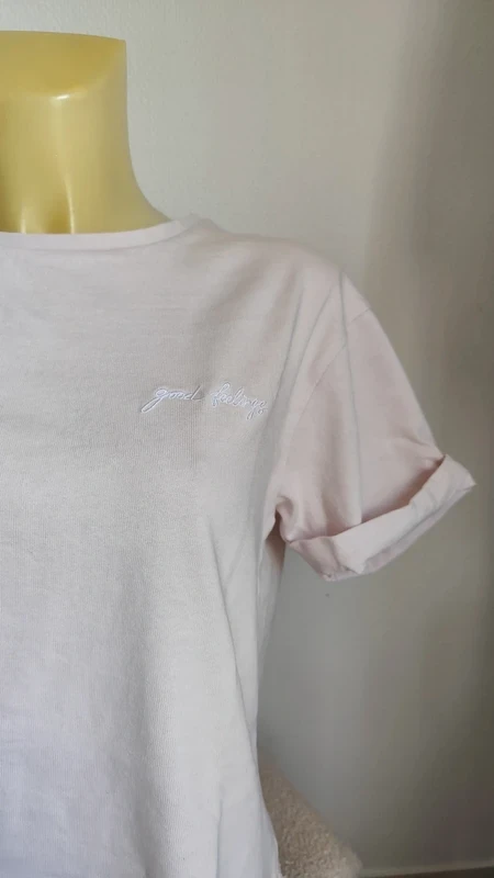 Lichtroze basic casual korte mouw t-shirt / crop top maat 38 - Mango – photo 3